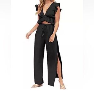 5 for $25🔥FANCYINN Cotton Blend Cropped Ruffled Set & Matching Pants Large